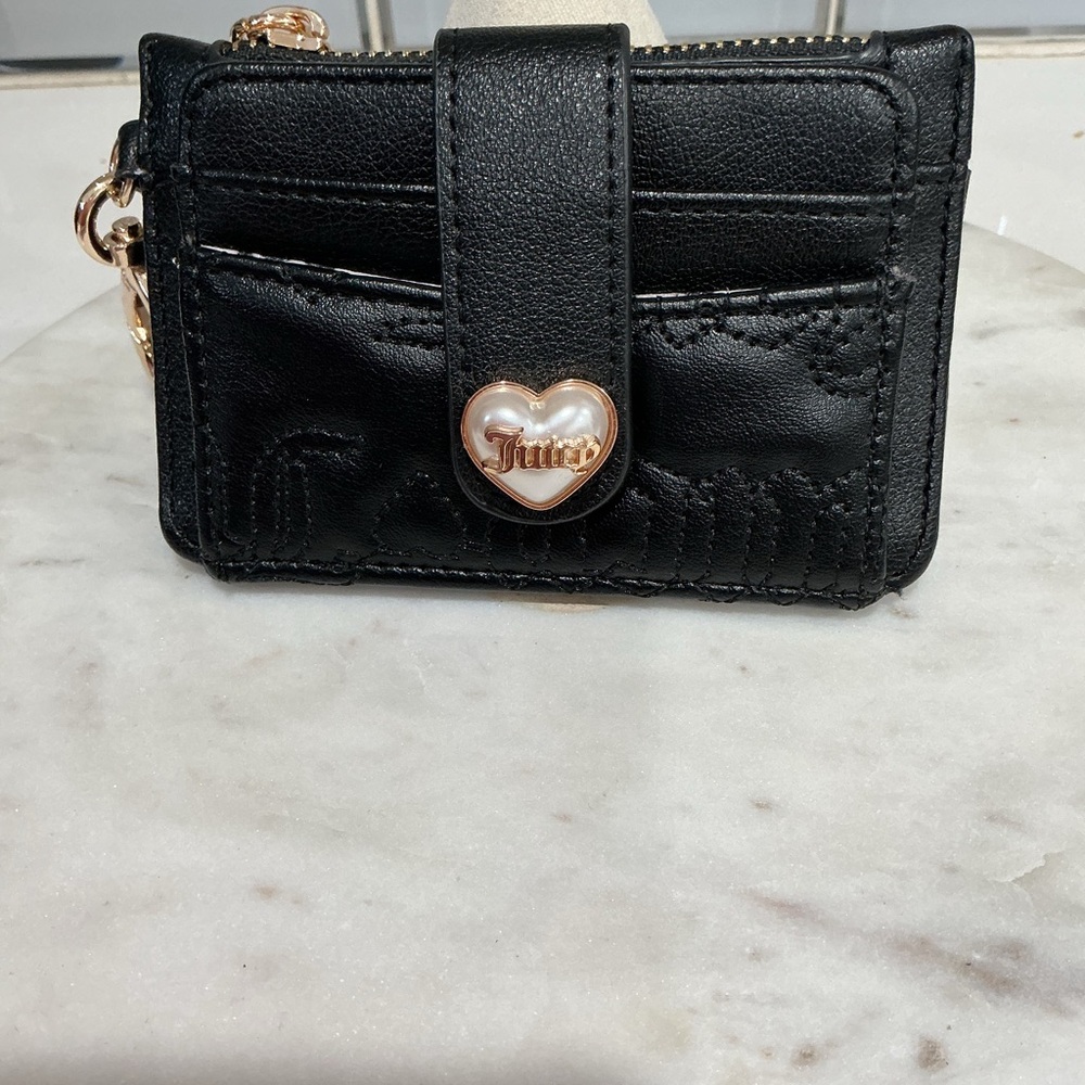 Juicy Couture Black Card & Key Holder with Gold Heart Logo